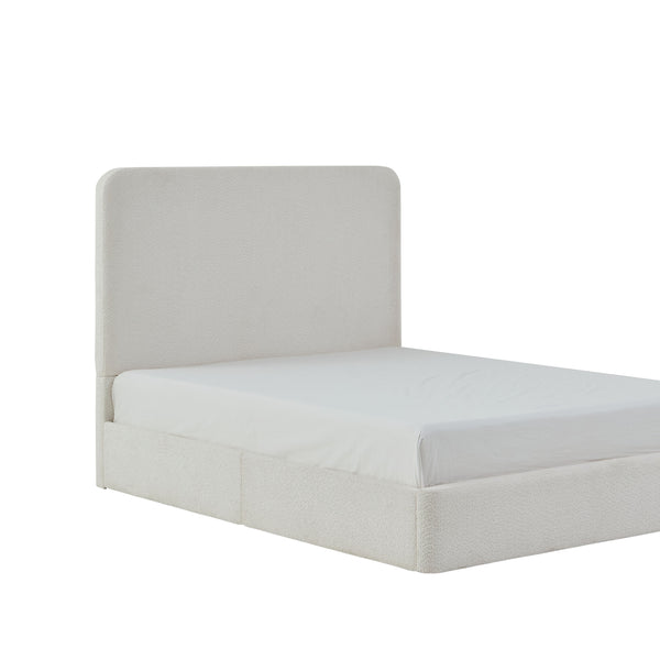 English Elm Canter Upholstered Bed - 52" Tall Headboard In Pearl White Chenille - Stylish, Easy Assembly & No Box Spring! B083P373033