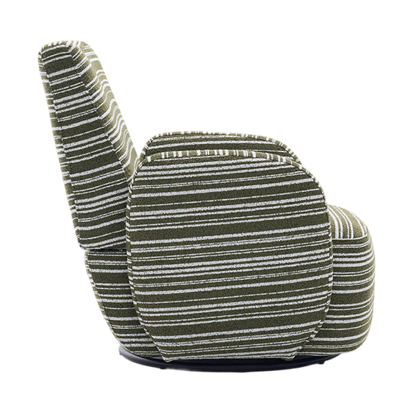 English Elm Modern Boucle 360° Swivel Leisure Chair with High‑Resilience Sponge, Supportive Curve, 550lb Capacity Olive Green W395P355490
