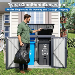 English Elm Outdoor Metal Trash Bin Enclosure for Two Cans Waterproof Powder-coated Yard Shed W3213P445772