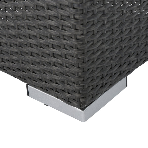English Elm Christopher Knight Home® - SANTA modern SANTA ROSA 16 Grey+Silver PE Rattan Patio Ottoman with Iron Frame and Waterproof Fabric Cushion (17.5x13.75) 62570.00GRY