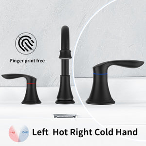English Elm 2-Handle Matte Black Widespread Bathroom Sink Faucet With 360° Swivel Spout For Modern Vanities T3177P277514