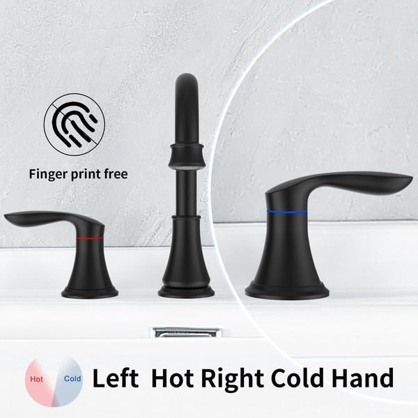 English Elm 2-Handle Matte Black Widespread Bathroom Sink Faucet With 360° Swivel Spout For Modern Vanities T3177P277514