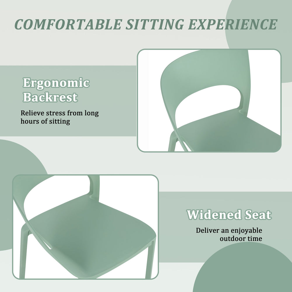 English Elm Haze Haze Green Polypropylene Chair Set of 4 — Weatherproof, Ergonomic, Stackable, Assembly-Free, 330lb Capacity W3450P322880