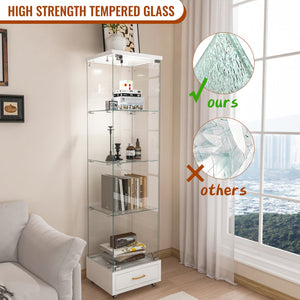 English Elm Modern Glass Display Cabinet With Led Lights, Quick-Assembly 4-Shelf Storage For Collectibles & Decor W241P268239