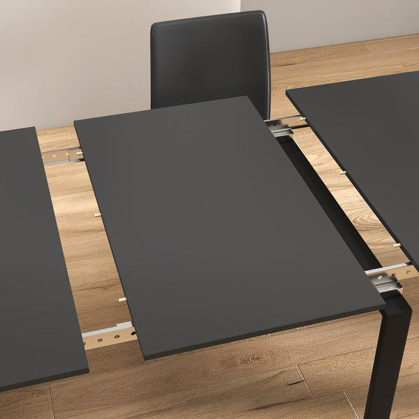 English Elm Modern Expandable Dining Table with Built-In Outlet, 5-Panel Extendable Space-Saving Design for Gatherings Walnut+black W331S00190