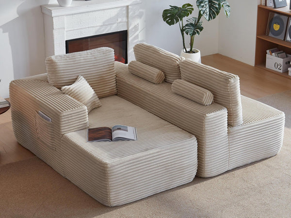 English Elm 104''cloud Modular Sectional Sofa Plush Upholstered Deep Seat L-shaped Living Room Couch W3975S00027