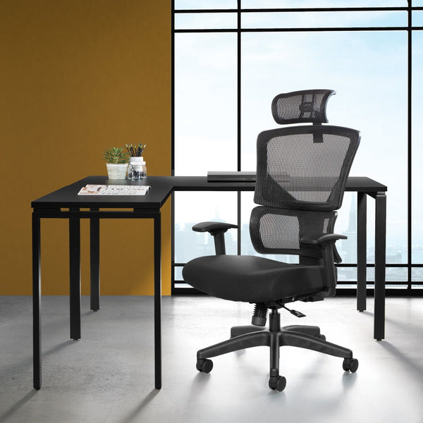 OSP Home Furnishings Vertical Matrix Breathable Ergonomic Office Chair with Lumbar Support and Adjustable Headrest Mesh 639-F3T1N48PHX