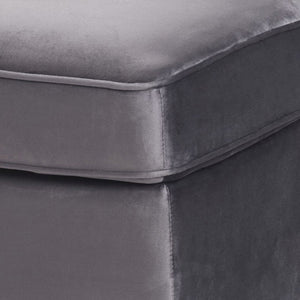 English Elm Grey Velvet Rectangle Ottoman with Pocket Coil Comfort, Faux Fur Pillows & Metal Legs for Luxe Living B062P184516