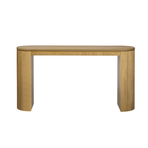 English Elm U_Style Elegant Curved Console Table With Vertical Stripe Detail - Perfect For Living Room & Entryway N711P205935N-GIGA