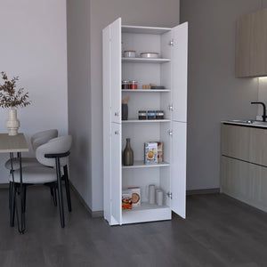 English Elm Kitchen Pantry Tall Cabinet 71" H with 4 Doors and 5 Adjustable Shelves for Organized Storage and Laundry White 42.91 L x 28.74 W x 5.12 H B097P221377