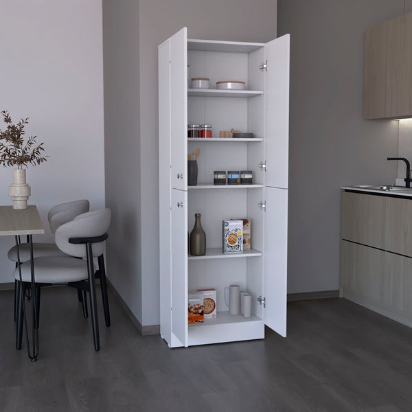 English Elm Kitchen Pantry Tall Cabinet 71" H with 4 Doors and 5 Adjustable Shelves for Organized Storage and Laundry White 42.91 L x 28.74 W x 5.12 H B097P221377