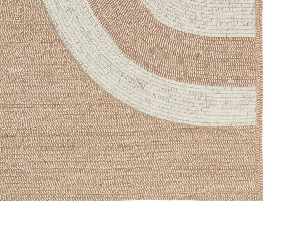 Sunpan DERBY Hand-Woven Rug in Sand & Cream - Elegant Crescent Design for Indoor & Outdoor Spaces, 10' x 14' 109332