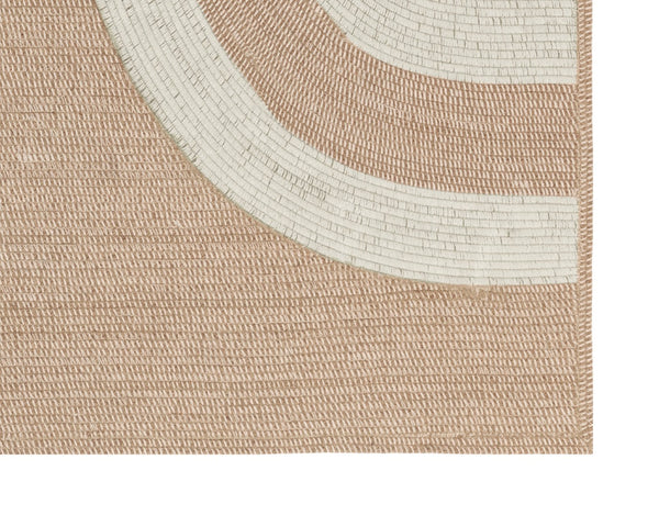 Sunpan DERBY Hand-Woven Rug in Sand & Cream - Elegant Crescent Design for Indoor & Outdoor Spaces, 10' x 14' 109332
