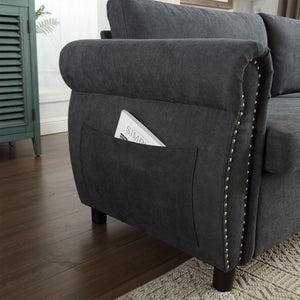 English Elm U_Style Convertible Sofa Bed Sleeper with Thick Foam & Pocket Springs, Space-Saving Dual Use Lounge Gray W2705S00012