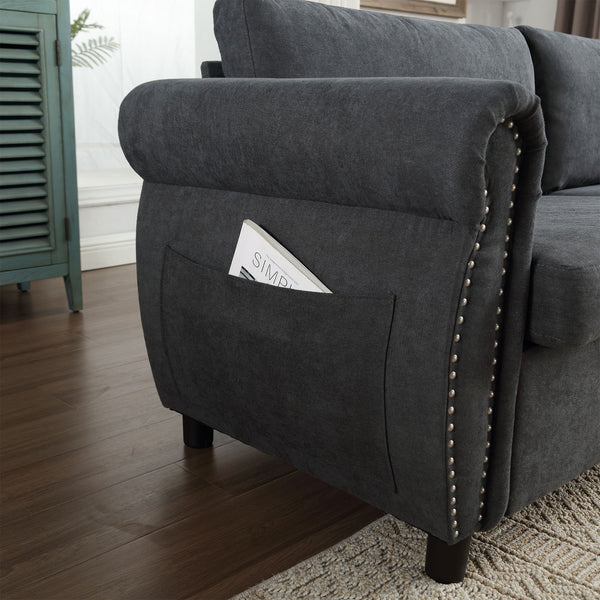 English Elm U_Style Convertible Sofa Bed Sleeper with Thick Foam & Pocket Springs, Space-Saving Dual Use Lounge Gray W2705S00012