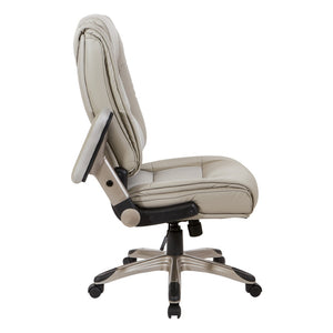 OSP Home Furnishings Exec Bonded Leather Office Chair with Lumbar Support and Ergonomic Padded Seating Taupe ECH52601-EC21