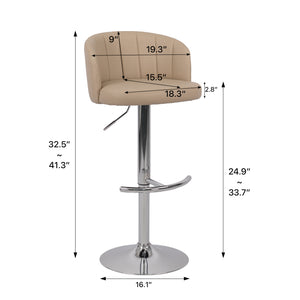 English Elm Heng PU bar chair with semicircular ergonomic backrest, durable PU finish, anti-slip base, versatile seating khaki W212P209593
