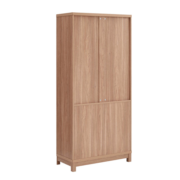 English Elm Jodie Fluted Accent Cabinet 31" — Ribbed Soft-Close Doors, Adjustable Shelves, Splayed Metal Legs Maple B365P397895