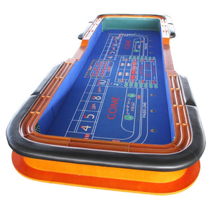 English Elm 12 Foot Casino Craps Table Blue Felt Surface Padded Rail Home Game Room Play W2748S00066