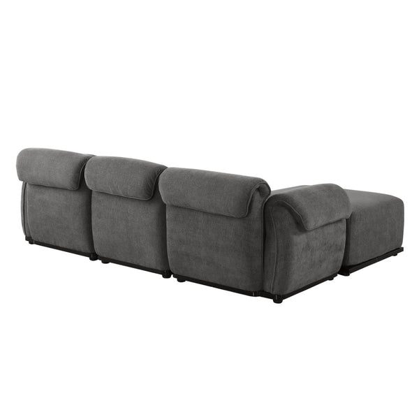 English Elm 102 Inch Linen Modular Sectional Sofa with Hidden Storage and Cloud Cushion Comfort Gray W1099S00199