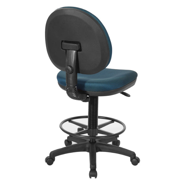 OSP Home Furnishings Sculptured Ergonomic Drafting Chair with Lumbar Support Padded Seat and Adjustable Footring DC550-296