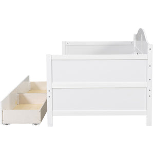 English Elm Twin Wood Daybed Sofa with Storage Drawers Arched Frame for Guest or Kids Room N708P357111K