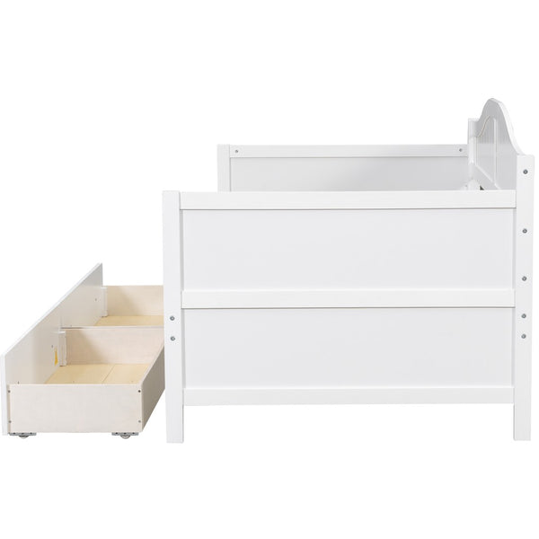 English Elm Twin Wood Daybed Sofa with Storage Drawers Arched Frame for Guest or Kids Room N708P357111K