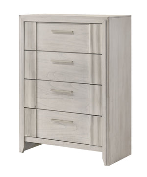 English Elm 1pc Modern 4-Drawer Tall Storage Chest in Mist Finish — Sleek Bedroom Organizer with Spacious Drawers White 20 L x 37 W x 51 H B2741P404864