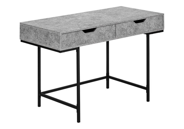 English Elm Computer Desk with 2 Storage Drawers and Metal Base, 48" Work Surface, Stone-Look Laminate, Modern Design Grey 50 L x 26 W x 5 H B2710P219845