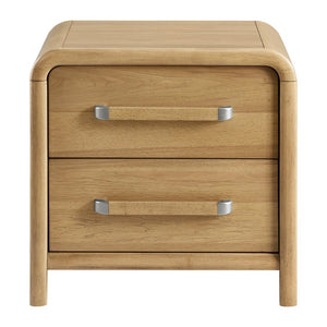 English Elm 2-drawer Hardwood Nightstand with Usb Charging Scandinavian Warm Oak Finish Bedroom B2709P453737
