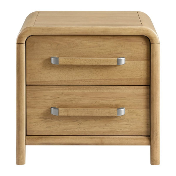 English Elm 2-drawer Hardwood Nightstand with Usb Charging Scandinavian Warm Oak Finish Bedroom B2709P453737