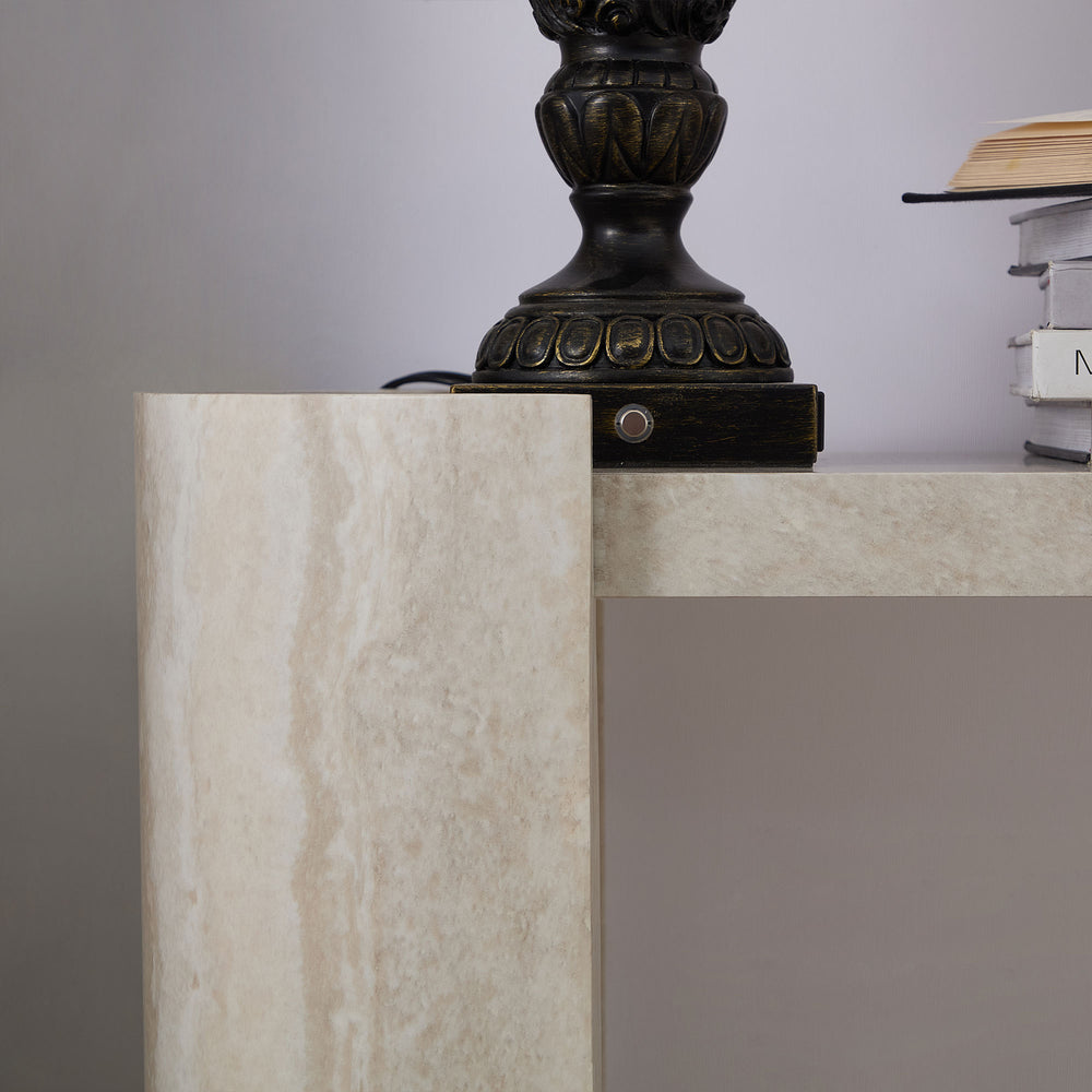 English Elm 53.15 Faux MARS Marble Entryway Table - Narrow Modern Beige Console 64.17"L x16.54"W Slim MDF Hallway Table (Wall-Mount Recommended) W2582P280028