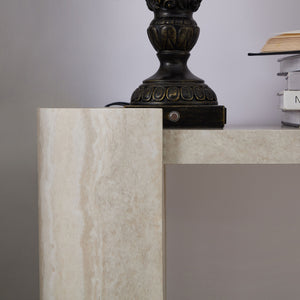 English Elm 53.15 Faux MARS Marble Entryway Table - Narrow Modern Beige Console 64.17"L x16.54"W Slim MDF Hallway Table (Wall-Mount Recommended) W2582P280028