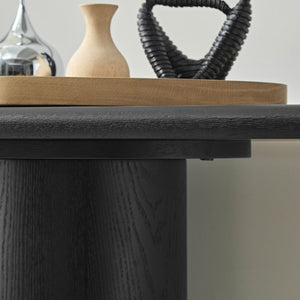 English Elm 66.93'' Slim Matte Console Table with Sculptural Cylinder Legs for Entryway or Foyer Black W876S00339