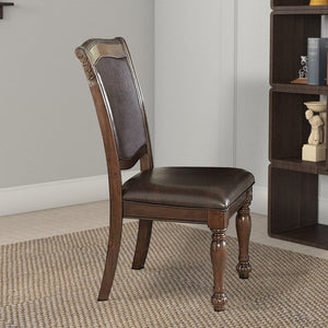 English Elm Wood Frame Carved Camelback Dining Chairs Traditional Leatherette Set for Formal Rooms B056P412646