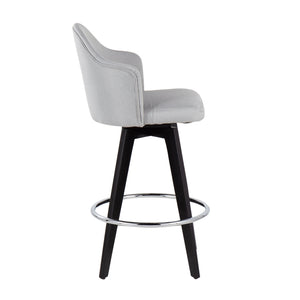 English Elm Ahoy Contemporary 26" Fixed-Height Counter Stools - Set Of 2 With Light Grey Fabric & Chrome Footrest B202S00162