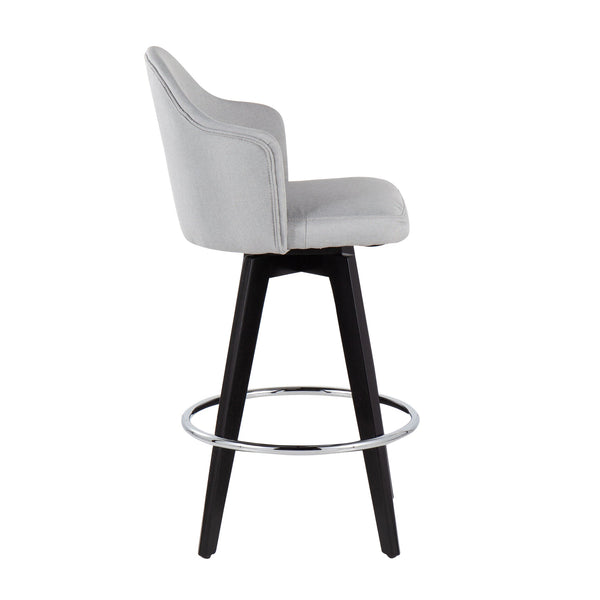 English Elm Ahoy Contemporary 26" Fixed-Height Counter Stools - Set Of 2 With Light Grey Fabric & Chrome Footrest B202S00162
