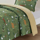 Mi Zone Kids Heath Casual Forest Animals Plush Reversible Comforter Set MZK10-266 Green