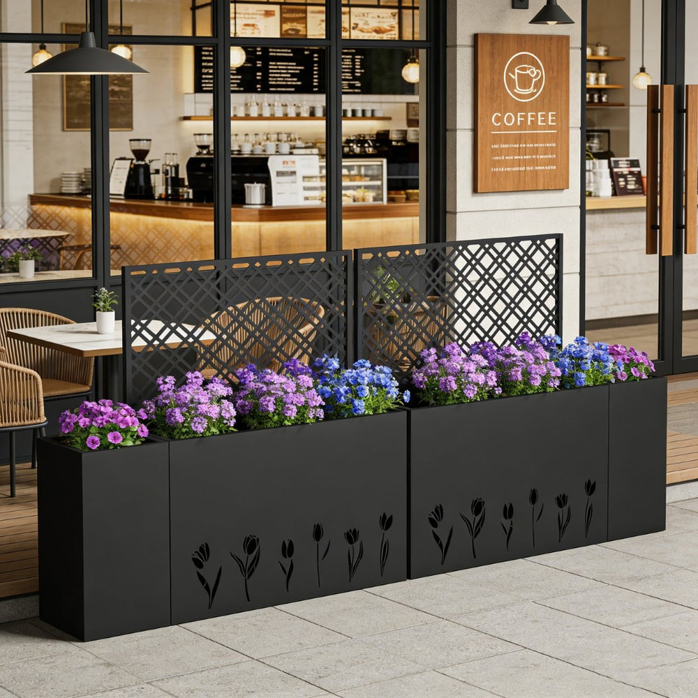 English Elm 2-piece Galvanized Steel Raised Planter with Integrated Trellis for Climbing Vines Outdoor W1586P455900