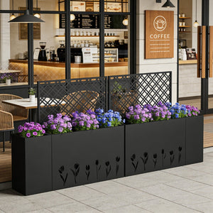 English Elm 2-piece Galvanized Steel Raised Planter with Integrated Trellis for Climbing Vines Outdoor W1586P455900
