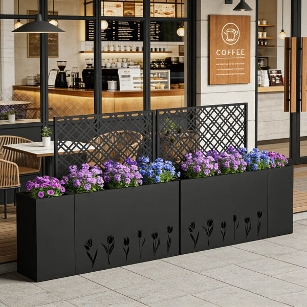 English Elm 2-piece Galvanized Steel Raised Planter with Integrated Trellis for Climbing Vines Outdoor W1586P455900