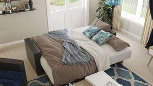 English Elm Primenest Convertible Chaise Lounge With Storage - Plush Microfiber Sleeper In Emerald Blue B030P303538-GIGA