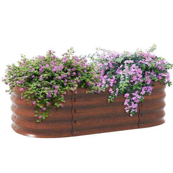 English Elm Outsunny Galvanized Raised Garden Bed Kit - Compact 3.5' X 2' Elevated Planter For Flowers & Herbs W2225P174436-GIGA