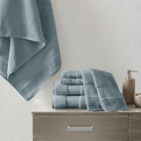 Madison Park Signature Turkish Transitional Cotton 6 Piece Bath Towel Set MPS73-416 Blue