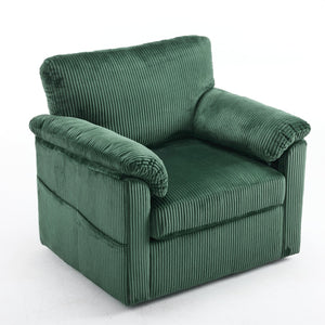 English Elm 33 Inch Oversized Swivel Corduroy Lounge Chair with Plush Chenille Cushioning and Support Springs Green W1829P265011