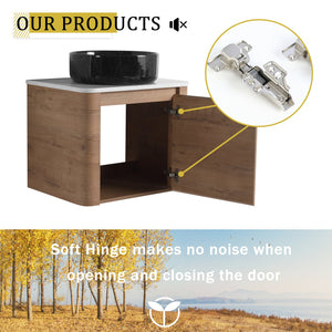 English Elm 24'' Wall-Mounted Bathroom Vanity With Ceramic Sink, Soft-Close Door & Space-Saving Design For Style W999S00396