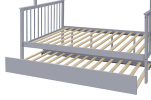 English Elm Twin Over Full Stairway Bunk Bed With Trundle - Stylish Gray Space-Saving Solution For Kids' Rooms K495S00003-GIGA