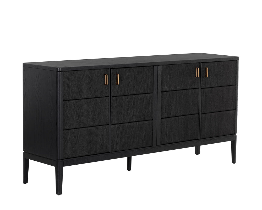 Sunpan Etienne Sideboard - Elegant Design with Antique Brass Handles and Unique Wood Character for Your Home Black