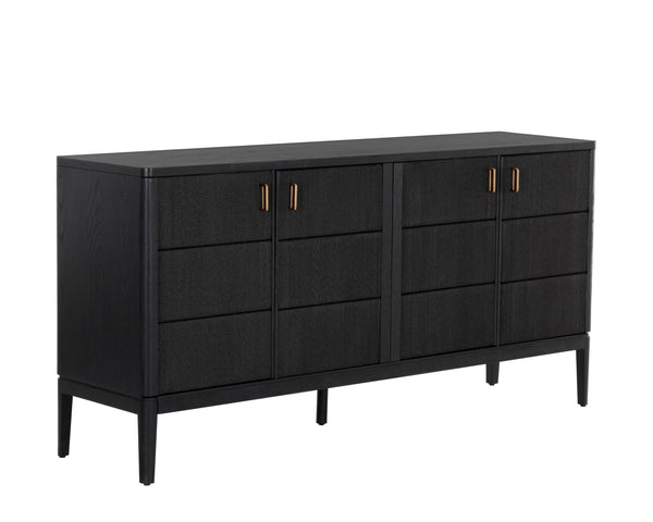 Sunpan Etienne Sideboard - Elegant Design with Antique Brass Handles and Unique Wood Character for Your Home Black