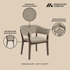 English Elm Blake Solid Beech Frame Faux Mohair Armchair with Sculptural Wraparound Backrest, Commercial Grade Comfort Linen B365P397774